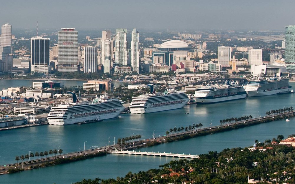 View of ships at PortMiami