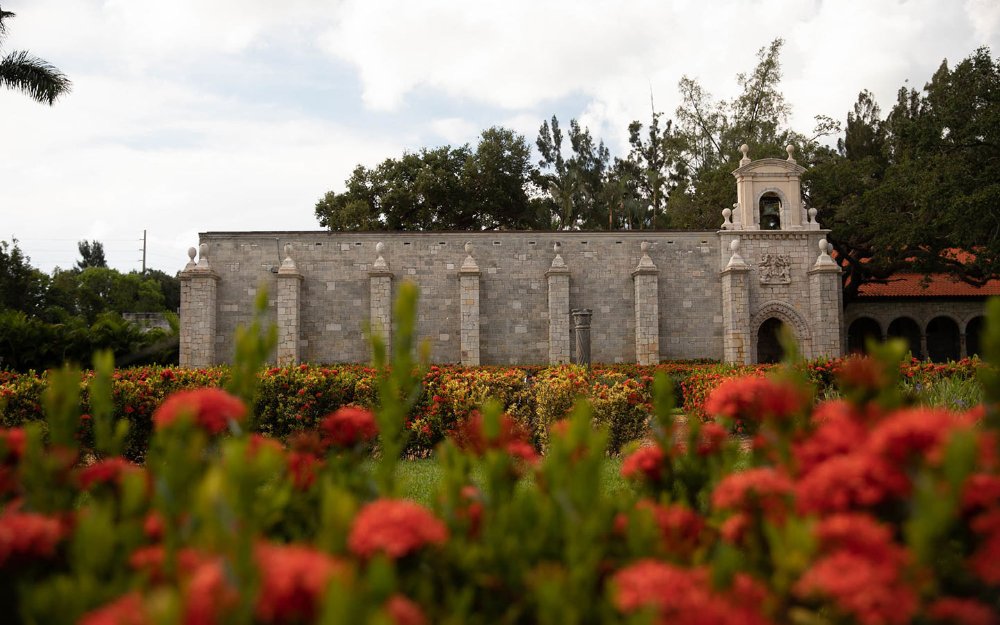 Exterior front facade of Ancient Spanish Monastery