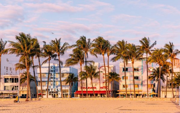 Art Deco hotels on Ocean Drive in South Beach