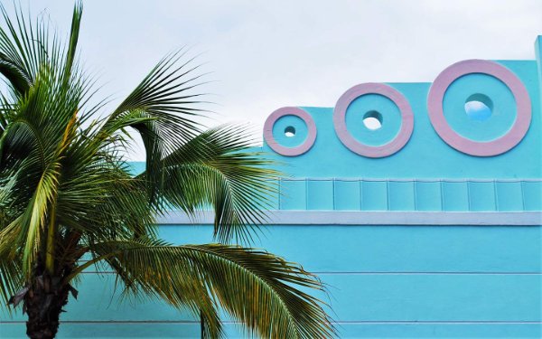 Art Deco architecture in South Beach with pastel colors