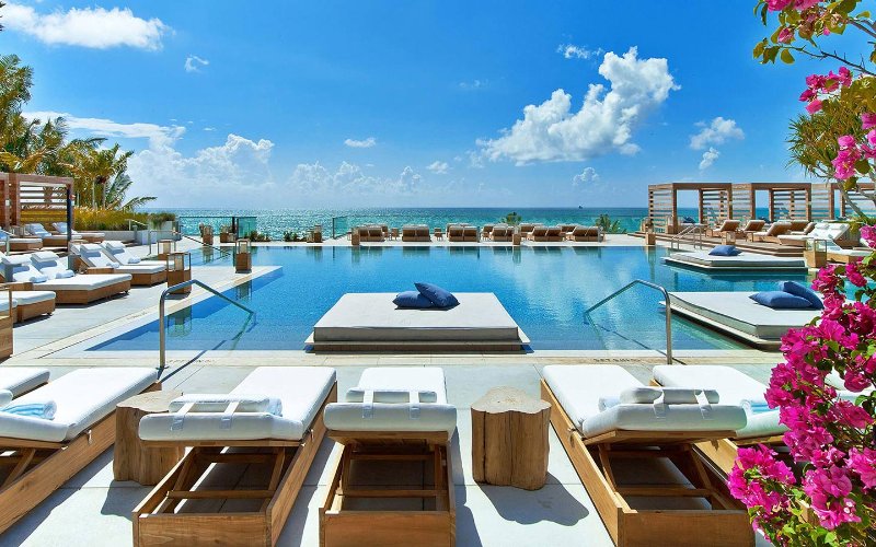 View of the ocean from 1 Hotel South Beach's pool area