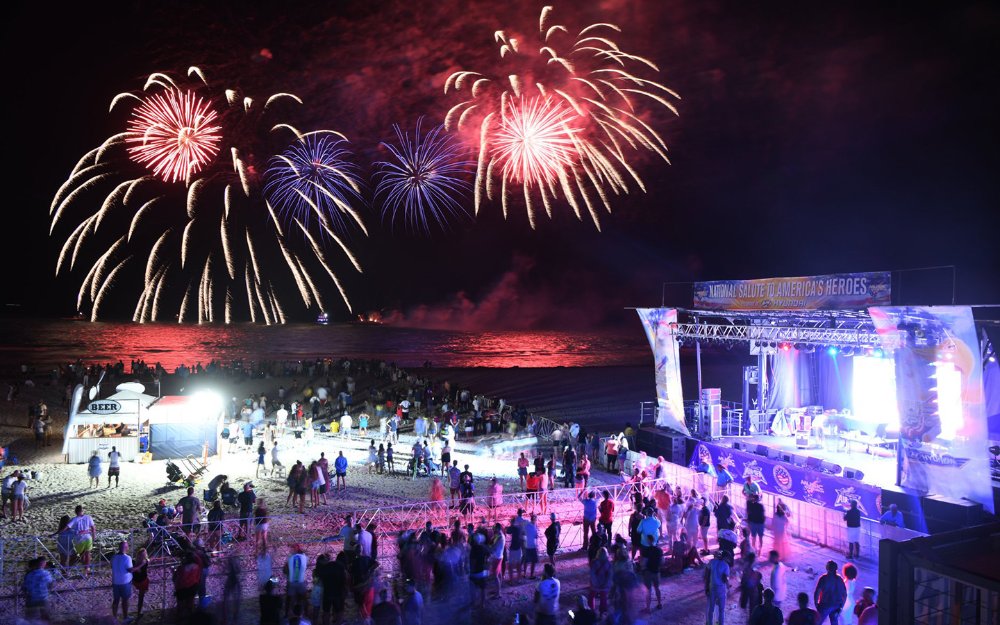 Fireworks over the concert at the Hyundai Air & Sea Show