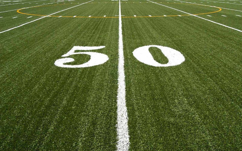 50 yard line on a football field