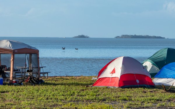 Tents by the water