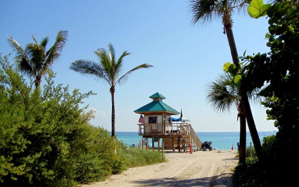 Lifegaurd stand on Sunny Isles Beach.