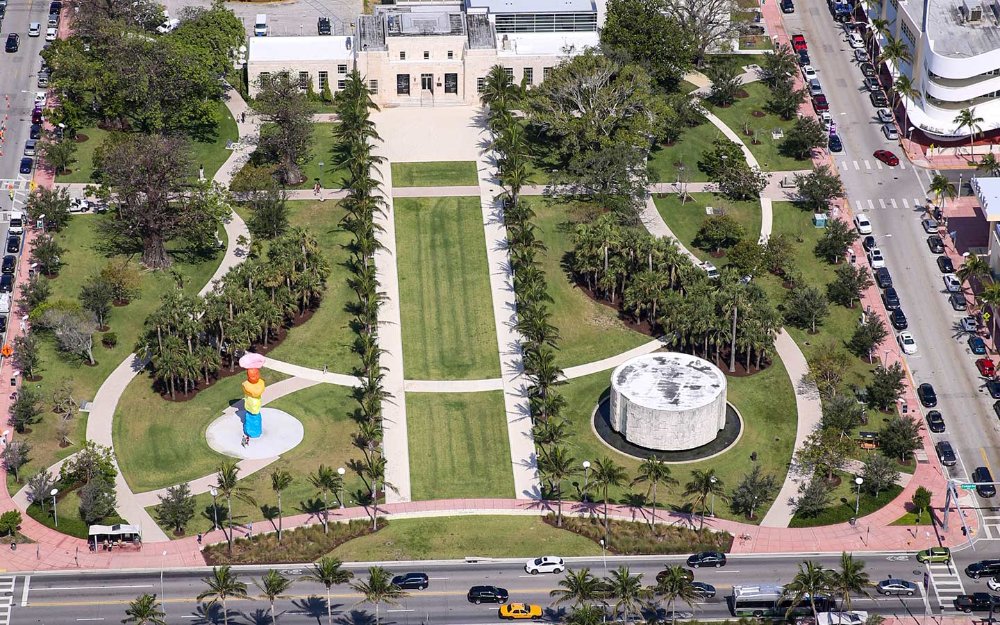 Aerial view of Bass Museum and Collins Park