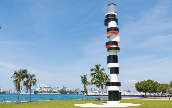 Sculpture of the 55-foot lighthouse by Tobias Rehberger