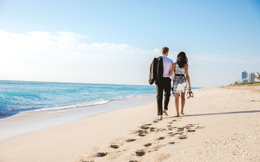 Couple walking on the beach