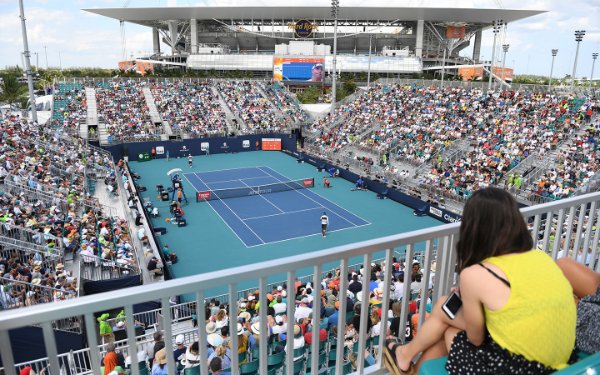 Spectators watching the Miami Open at Hard Rock Stadium