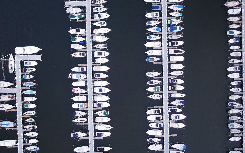 Aerial view of the marina