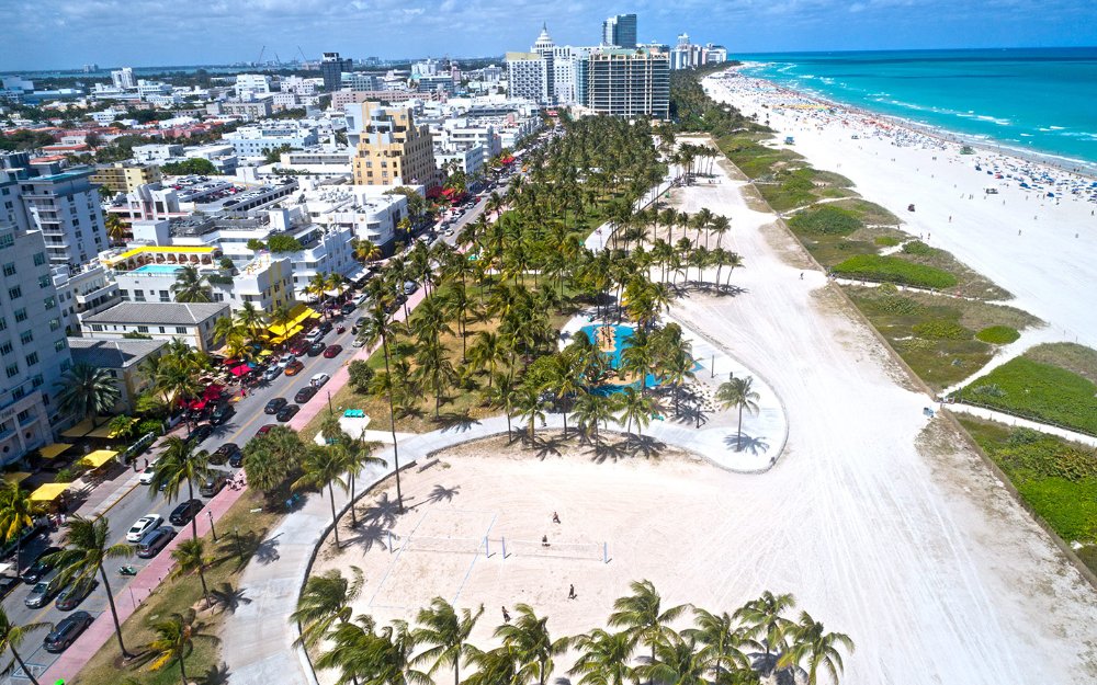 Aerial view of Lummus Park in South Beach